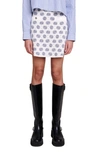 Maje Julia Monogram Knit Miniskirt In Clover Ecru/ Blue