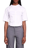 Maje Womens Blanc Corsy Corset-detail Cotton-jersey T-shirt