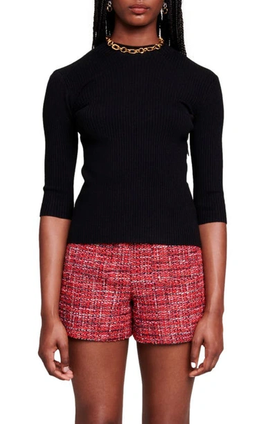 Maje Manuclover Back Button Knit Top In Grey ModeSens