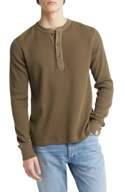 Rag & Bone Men's Icon Waffle-knit Long-sleeve Henley In Olive