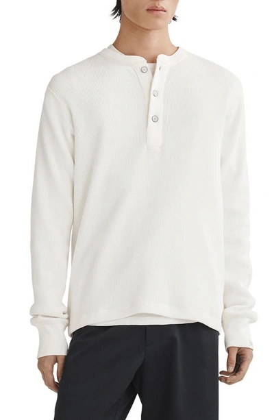 Rag & Bone White Garment-dyed Henley In Ivory