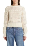 Rag & Bone Womens Wool Crochet Trim Crewneck Sweater In White