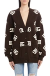 Dolce & Gabbana Dolce&gabbana Dg Logo Virgin Wool Cardigan In Brown Inlay