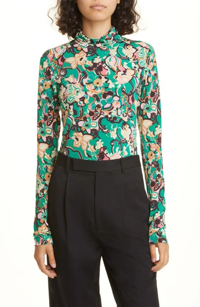 A.l.c James Floral Mock-neck Top In Green