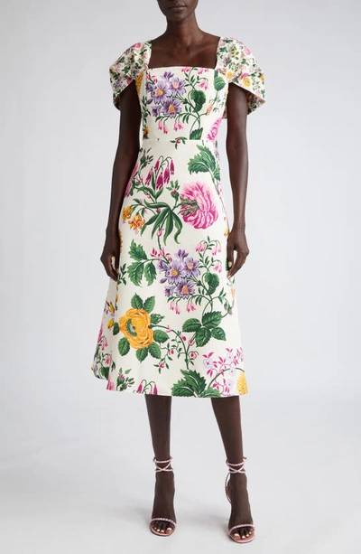 Carolina Herrera Off-the-shoulder Floral Midi Dress
