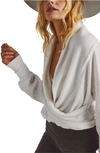 Free People Hold Me Close Rib Wrap Front Top In Ivory