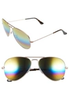 Ray Ban Large Icons 62mm Aviator Sunglasses In Yellow Multi Rainbow