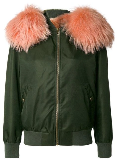 Mr & Mrs Italy Removable Hood Bomber Jacket In Green