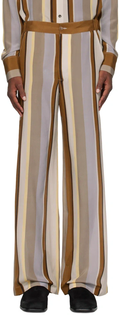 73 London Multicolor Stripe Trousers In Sunset Orange/chocol