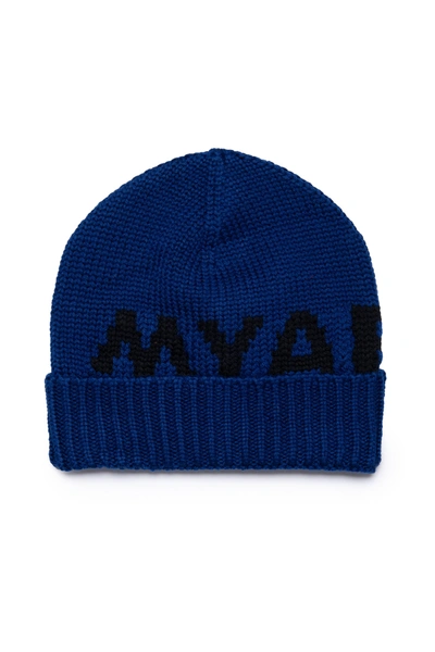 Myar Kids' Logo-intarsia Wool Beanie In Blue