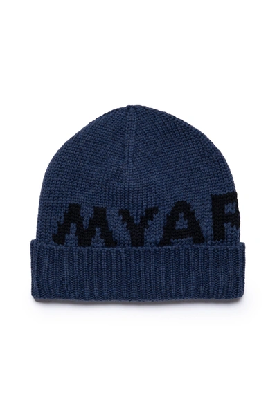 Myar Kids' Logo-intarsia Wool Beanie In Blue