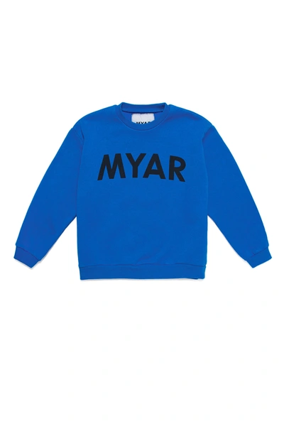 Myar Kids' Maglietta Blu A Maniche Lunghe Con Logo In Blue