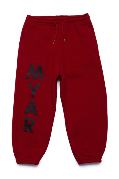 Myar Kids' Logo-print Cotton Track Pants In Red