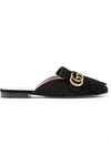 GUCCI Marmont fringed logo-embellished suede slippers