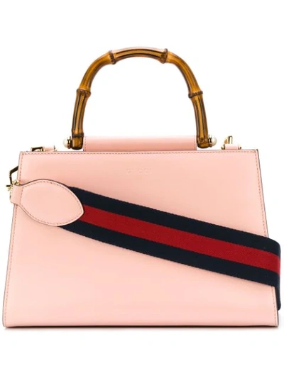 Gucci Nymphea Small Bamboo-handle Tote Bag, Soft Pink/white In Light Pink, White