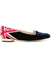 Charlotte Olympia Kitty Embroidered Velvet Slippers