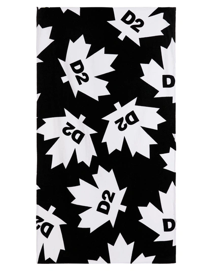 Dsquared2 Logo Beach Towel In White/black