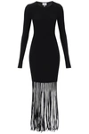 Ganni Black Melange Knit Fringe Mini Dress