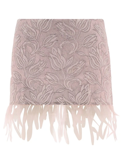 Collina Strada "feather Jacquard" Skirt In Pink