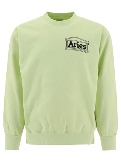 Aries Temple Brand-print Cotton-jersey Sweatshirt In Green