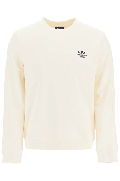 Apc A.p.c. Logo Printed Crewneck Sweatshirt In Beige