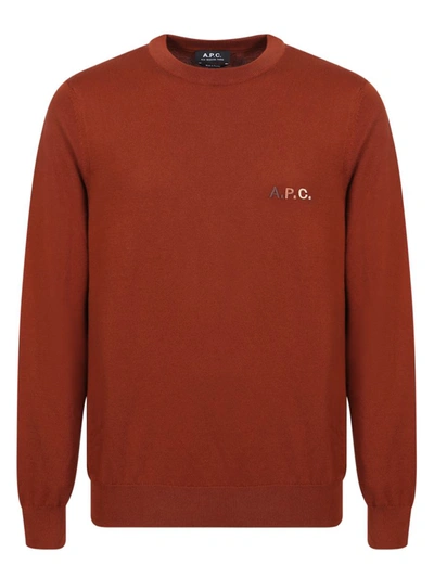 Apc Logo-embroidered Cotton Sweatshirt In Red