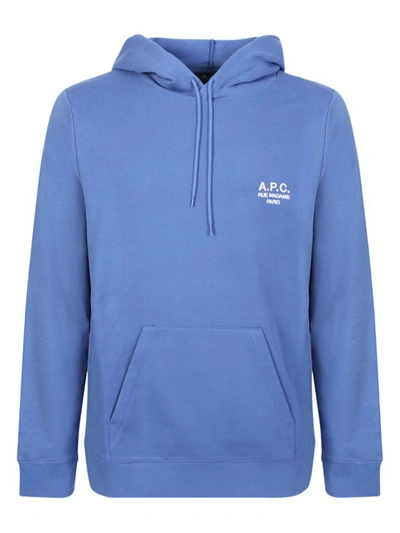 A.p.c. Marvin Logo Embroidered Drawstring Hoodie In Blue