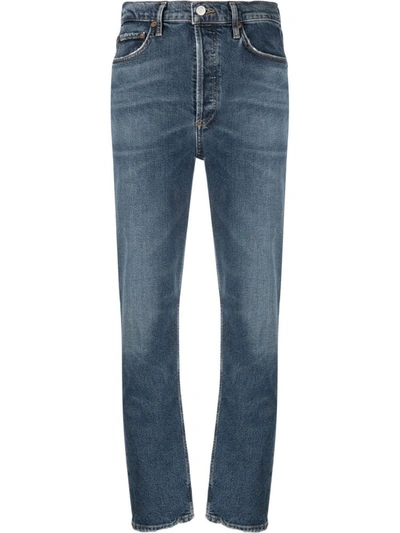 Agolde Riley Frequency Crop Jeans In Blue