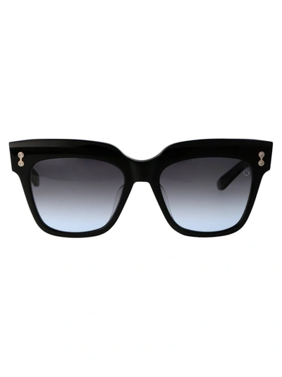 Akoni Sunglasses In Black W/dark Grey To Light Blue Grad