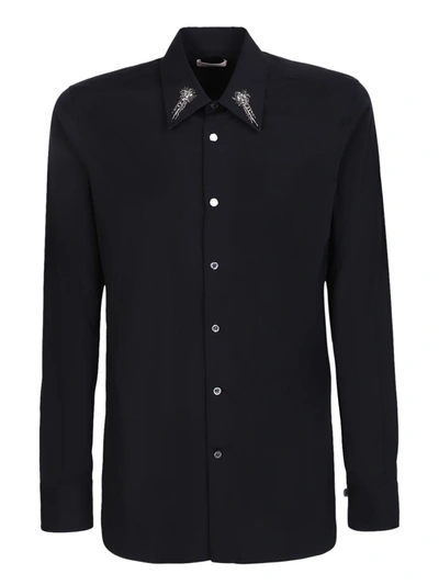 Alexander Mcqueen Embellished Collar Shirt In Black