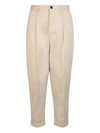 Ami Alexandre Mattiussi Elasticized Waist Cropped Fit Trousers Cotton Gabardine In Beige