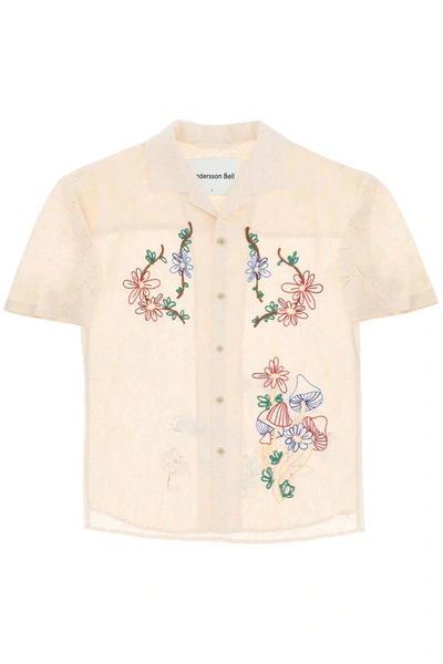 Andersson Bell Mushroom Embroidery Cotton Blend Shirt In Neutrals