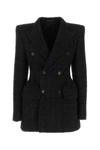 Balenciaga Double-breasted Tweed Jacket In Black