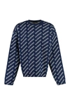 Balenciaga All-over Logo Crewneck Sweater In Blue