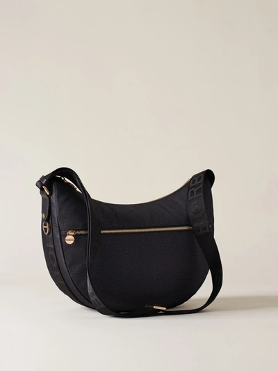 Borbonese Luna Small Shoulder Bag In Dark Black