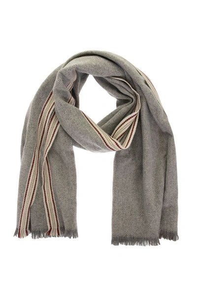 Brunello Cucinelli Cashmere Scarf With Selvedge In Grey