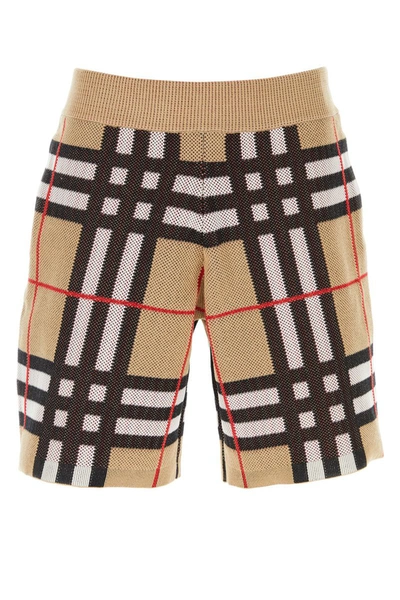 Burberry Man Embroidered Stretch Nylon Blend Bermuda Shorts In Multicolor