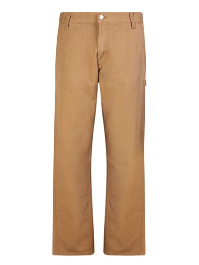 Carhartt Brown Tapered Trousers In Beige