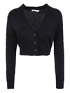 Fabiana Filippi Black Mohair Wool Short Cardigan With 3 Buttons In Black