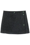 Ganni Button Detail Sparkle Mini Skirt In Black