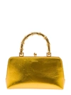JIL SANDER GOLD 'GOJI MINI BAMBOO' HAND BAG WITH GOLD-TONE HANDLE IN LEATHER WOMAN
