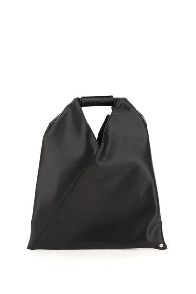 Mm6 Maison Margiela Faux Leather Small Japanese Bag In Black