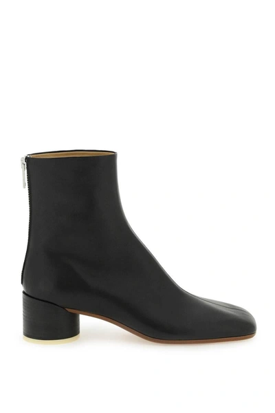 Mm6 Maison Margiela Back-zip Leather Ankle Boots In Black