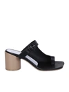 Mm6 Maison Margiela Leather Block-heel Buckle Sandals In Black