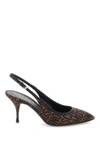 Moschino Jacquard Logo Slingback Pumps In Multicolor