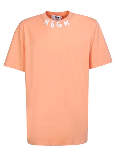 Msgm Logo-print Cotton T-shirt In Arancione