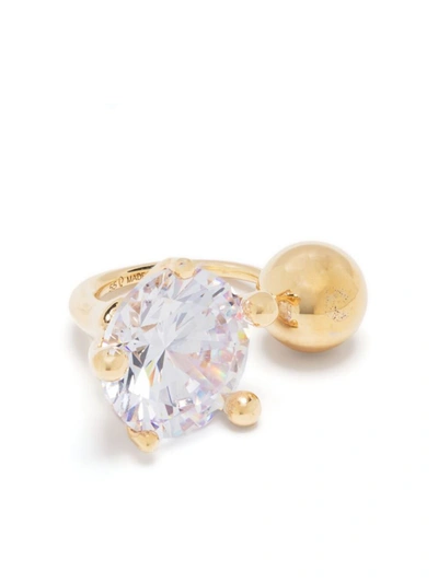 Panconesi Crystal-embellished Open-front Ring In Gold