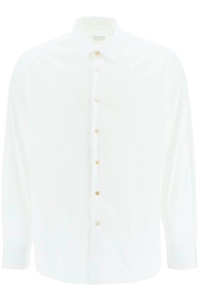 Paul Smith 'artist Stripe' Cuffs Tailored Fit Shirt In White