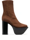 Peter Do Everyday Suede Zip Platform Booties In Brown