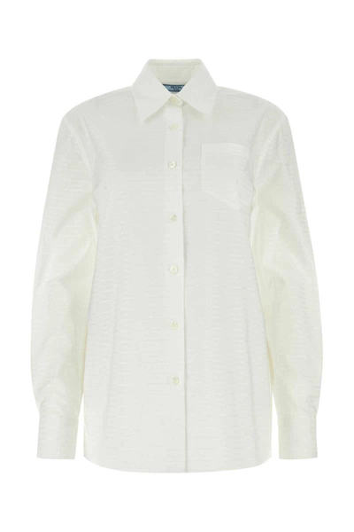 Prada White Poplin Oversize Shirt White  Donna 40